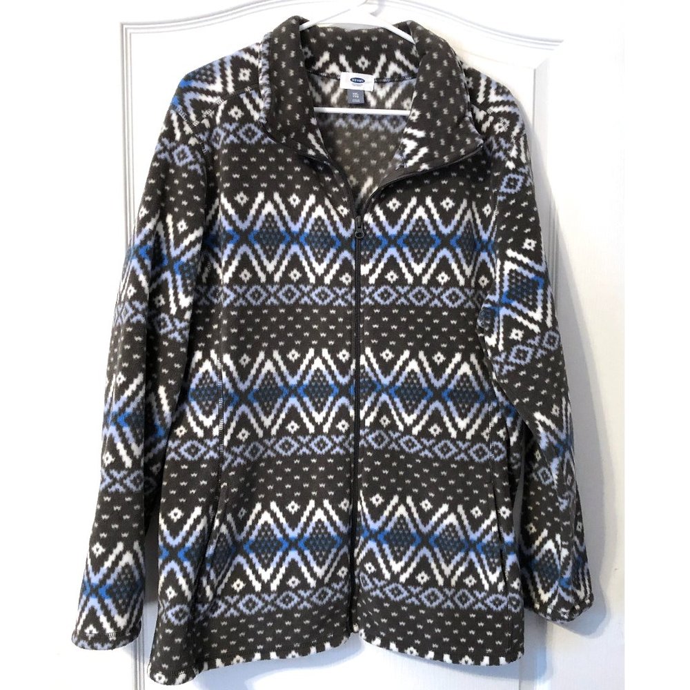 Old Navy Fleece Zip Up Sweater fair isle size XXL